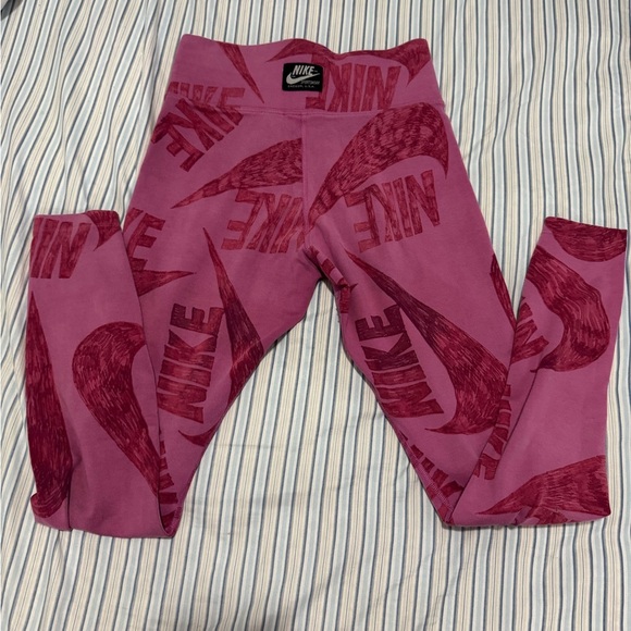 Nike Women's Pink Logo Leggings - Picture 1 of 6